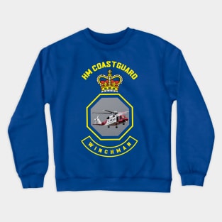 Winchman - HM Coastguard rescue Sikorsky S-92 helicopter based on coastguard insignia Crewneck Sweatshirt